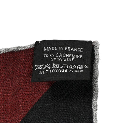 Hermes Cashmere Silk Encadre H Passant Giant Scarf 140 Bordeaux Black Gris Chine 3 of 5