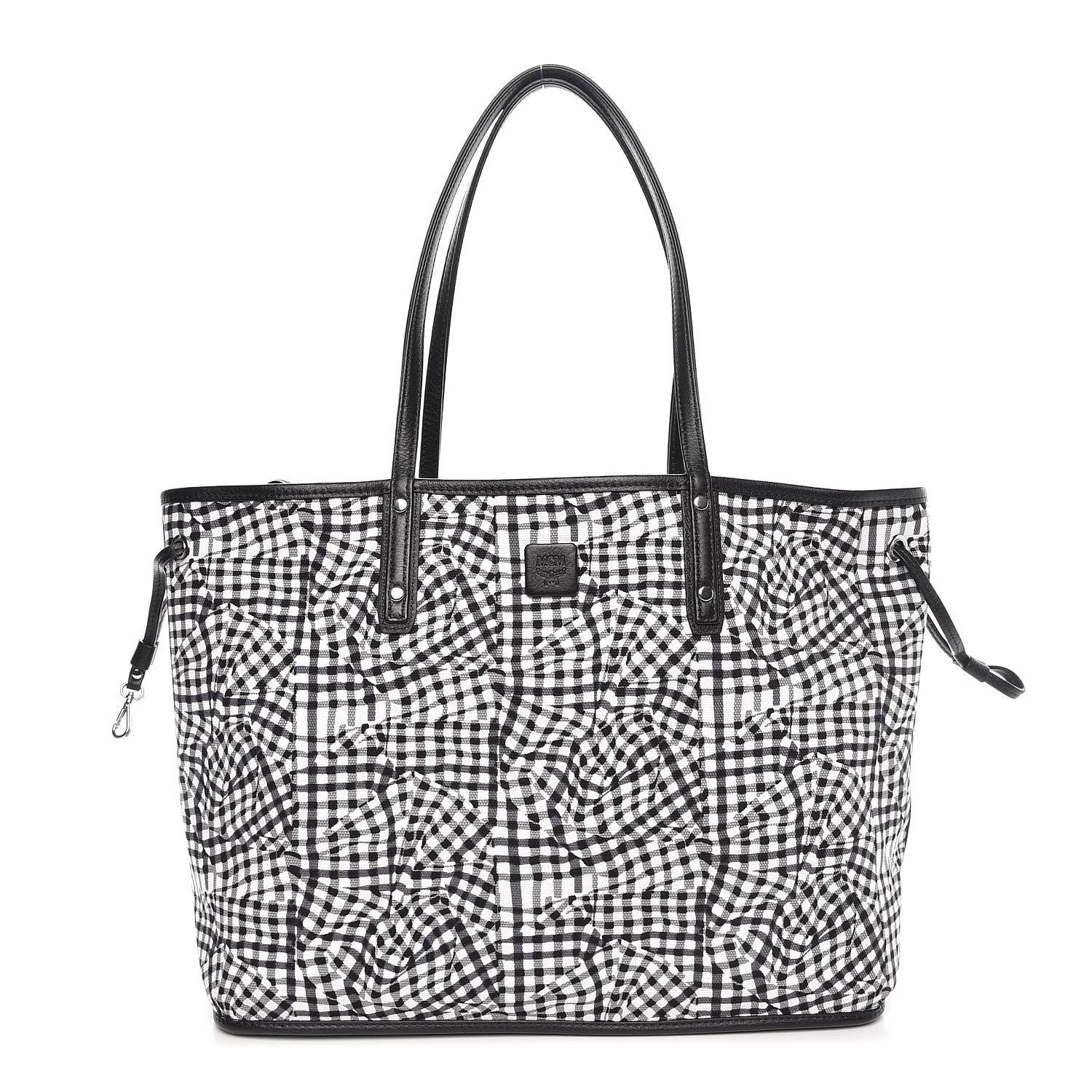 MCM Visetos Medium Reversible Shopper Tote Black 7 of 15