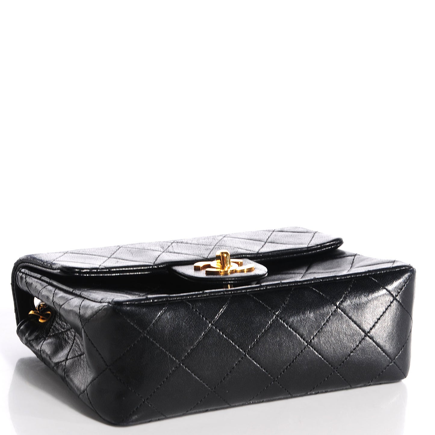 Lambskin Quilted Mini Square Flap Black