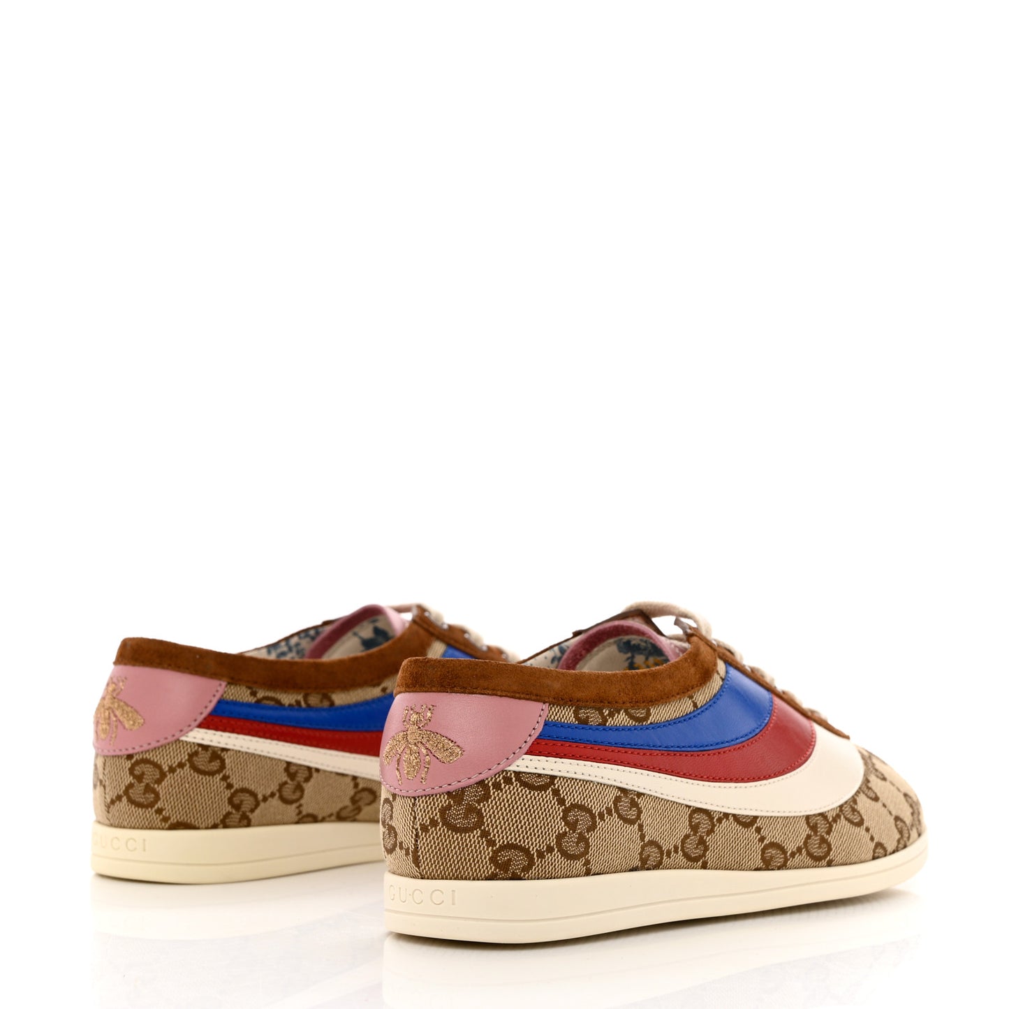 Suede Monogram Web Womens Falacer Sneakers 35.5 Nocciola Beige Mystic White Hibiscus Red