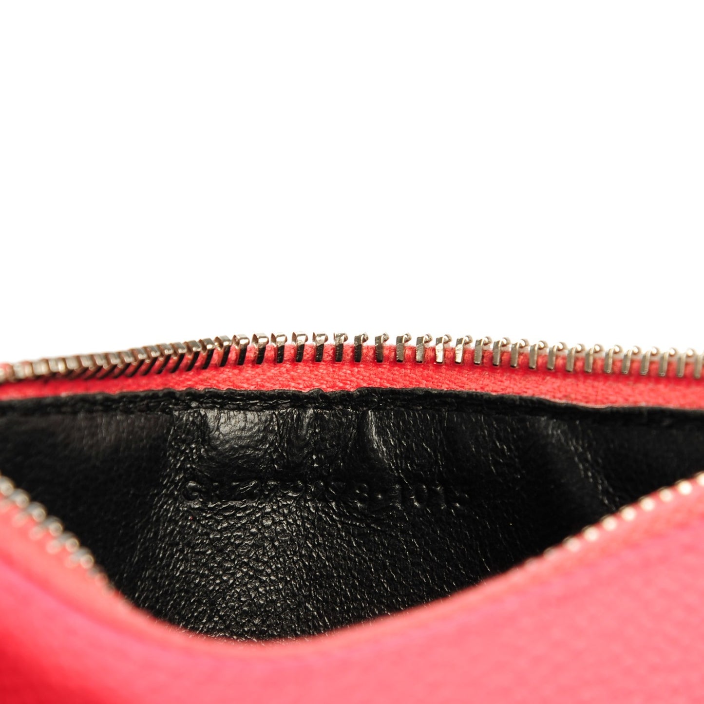 Grained Calfskin 5 Fragments Zip Pouch Card Holder Rose Clair