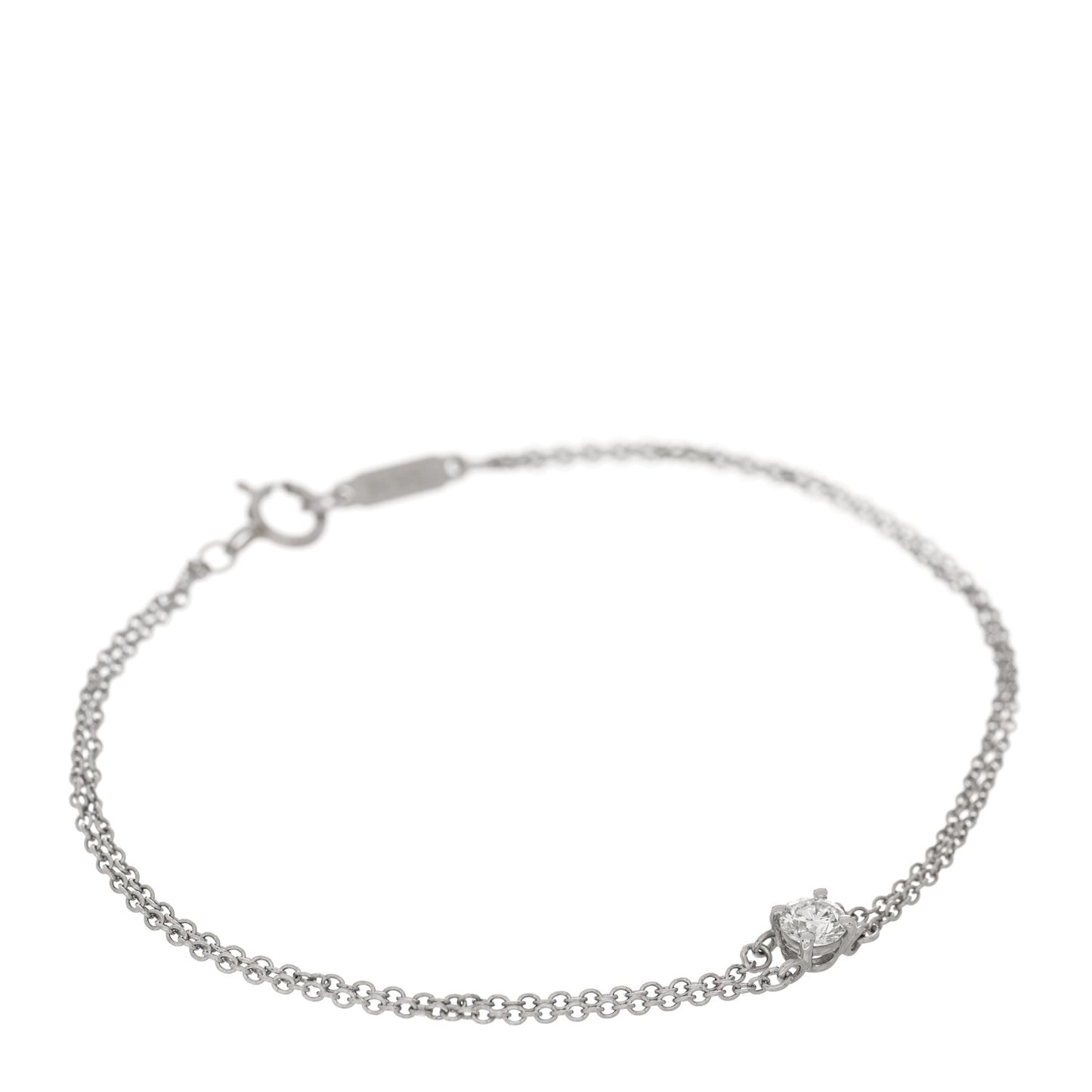 Platinum Diamond .17ct Double Chain Solitaire Bracelet