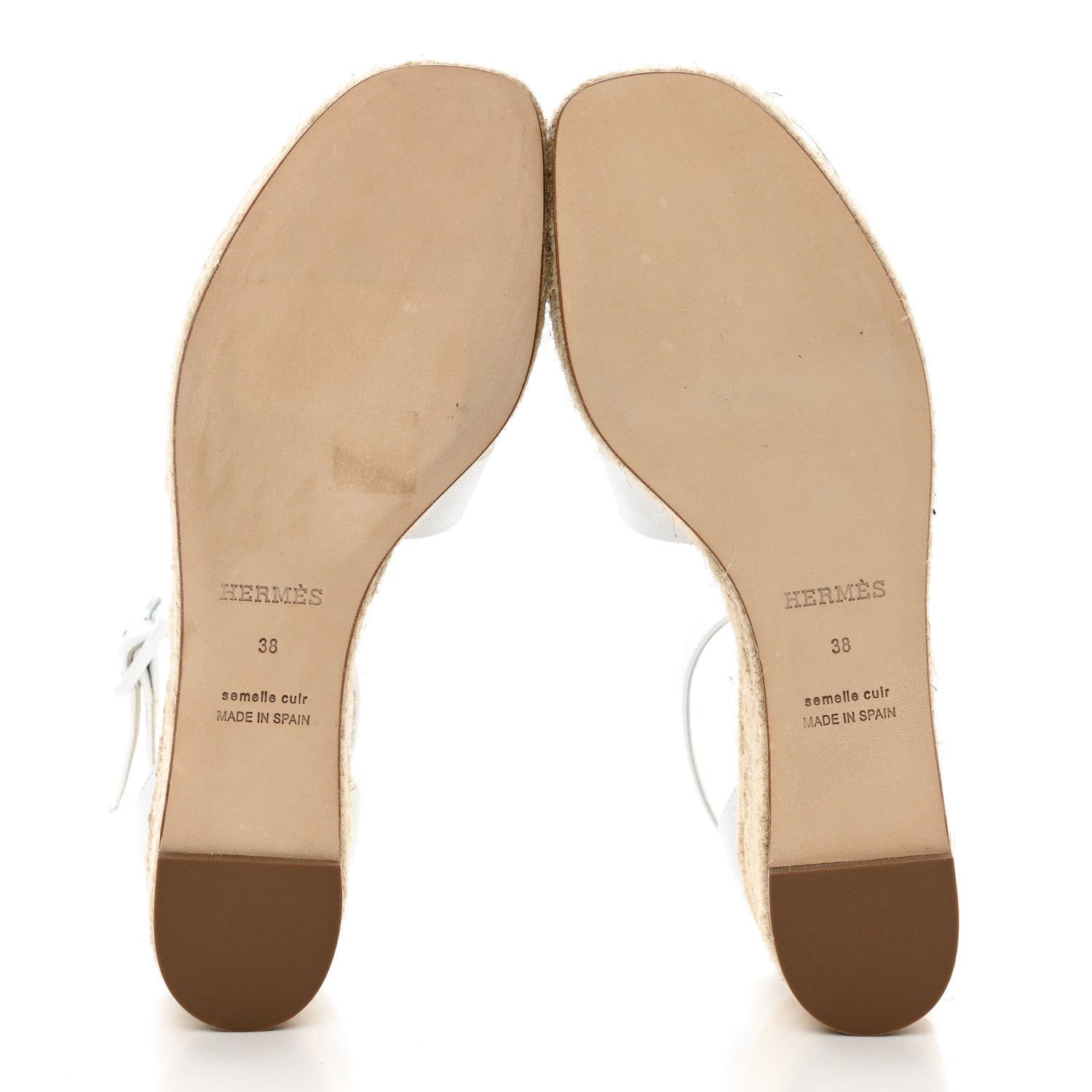Hermes Goatskin Elda Espadrille Wedge Sandals White 5 of 12