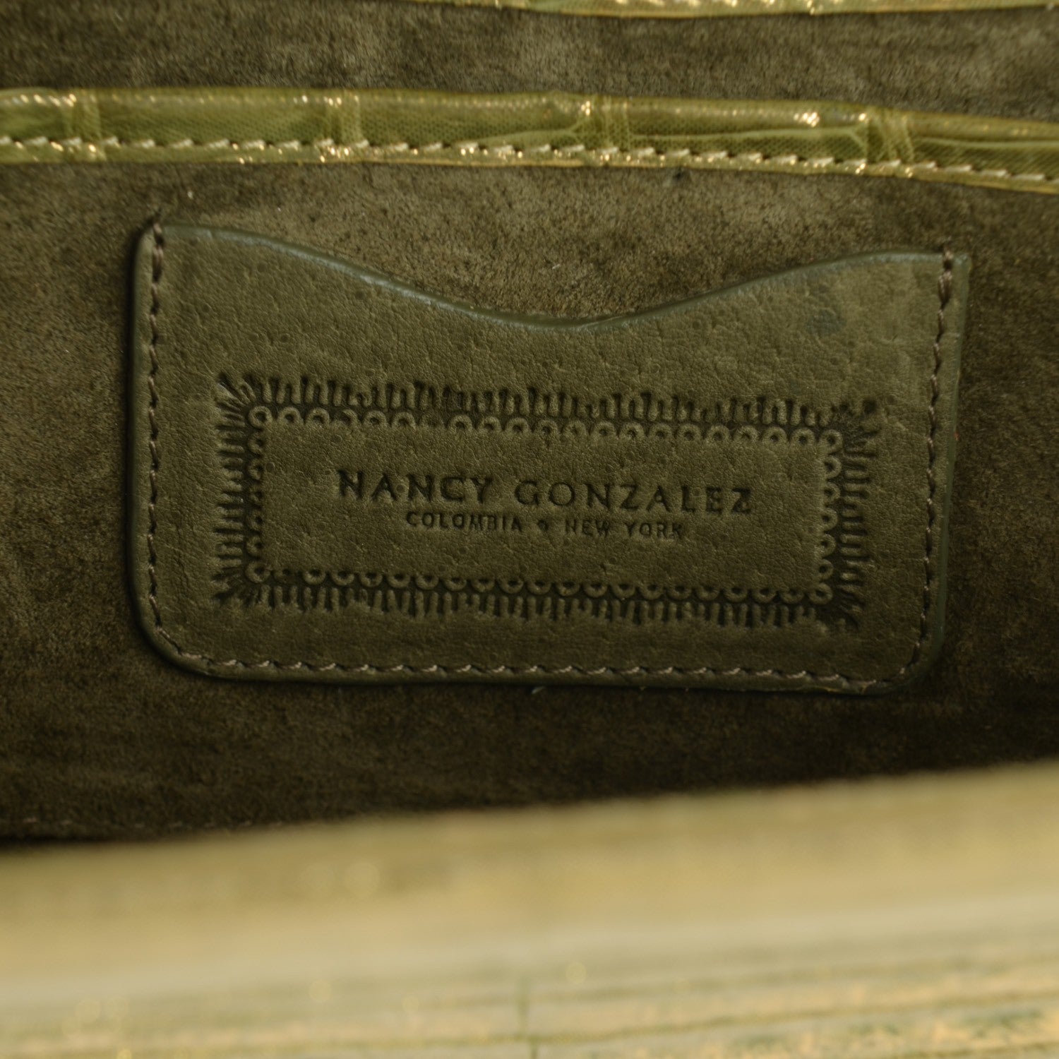 Nancy Gonzalez Metallic Crocodile Trapezoid Clutch Green 7 of 7