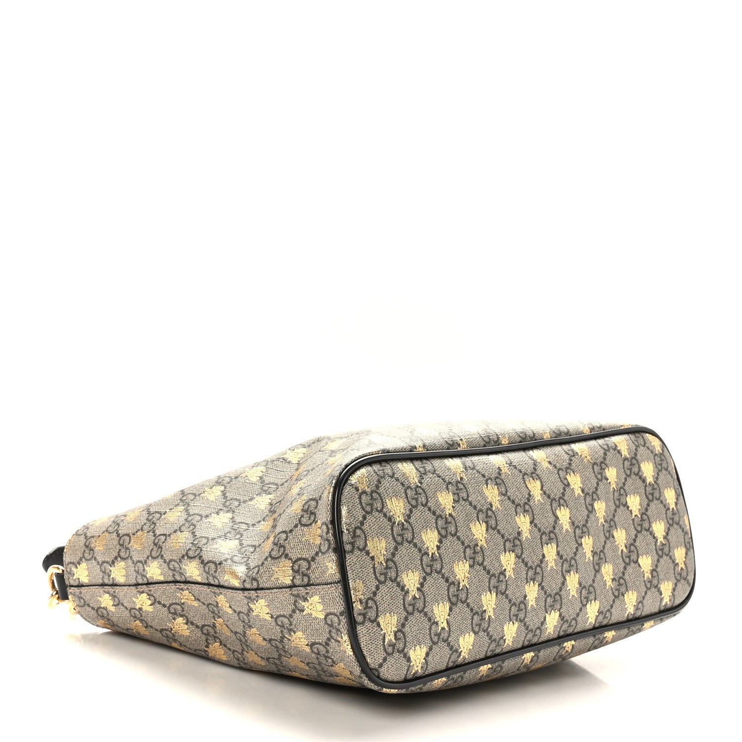 Gucci Soft GG Supreme Monogram Bees Small Crossbody Tote Beige Oro Black 4 of 10