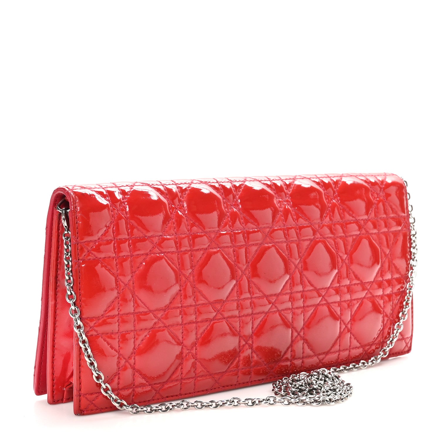 Christian Dior Patent Cannage Lady Dior Convertible Clutch Red 3 of 12