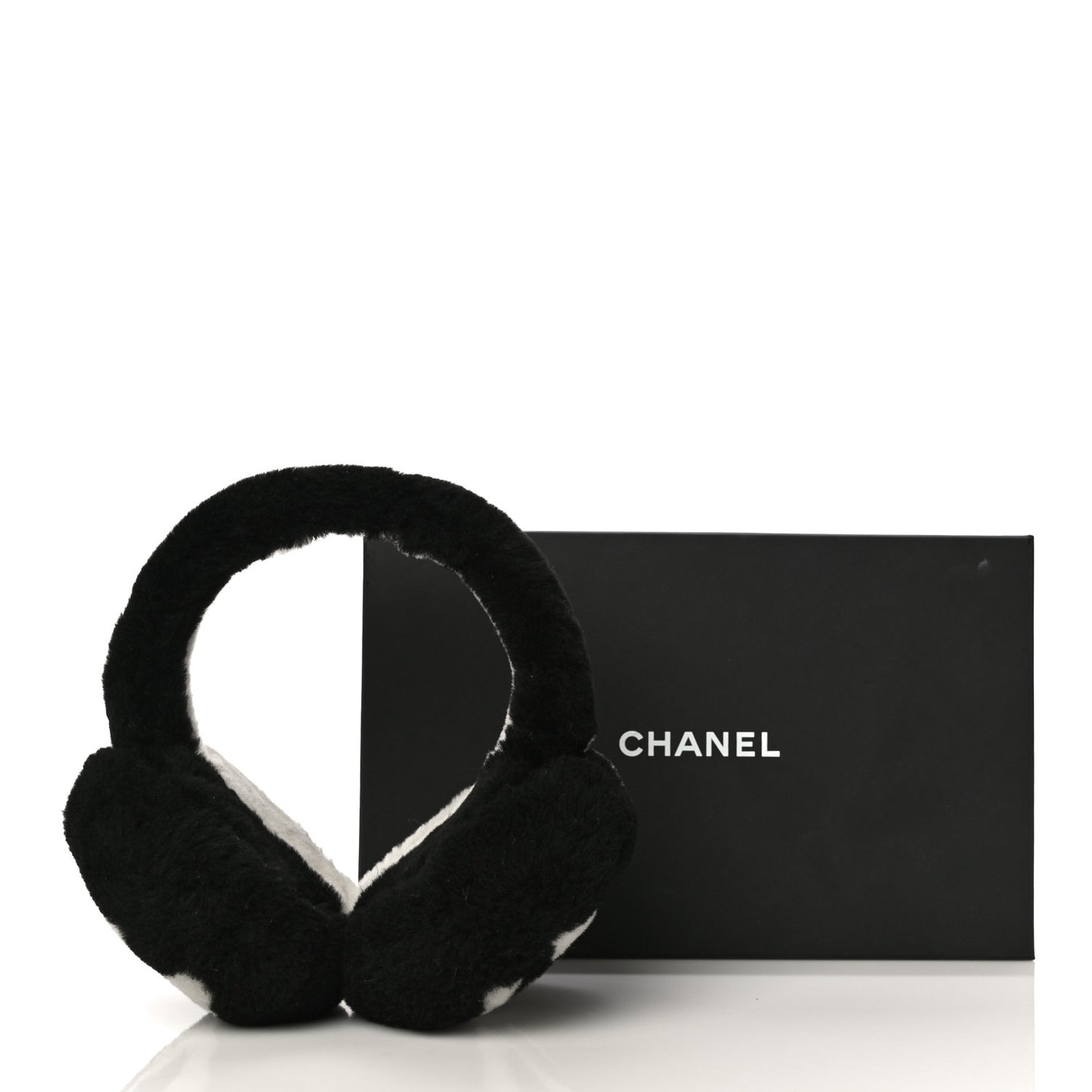 Shearling CC Ear Muffs Black White