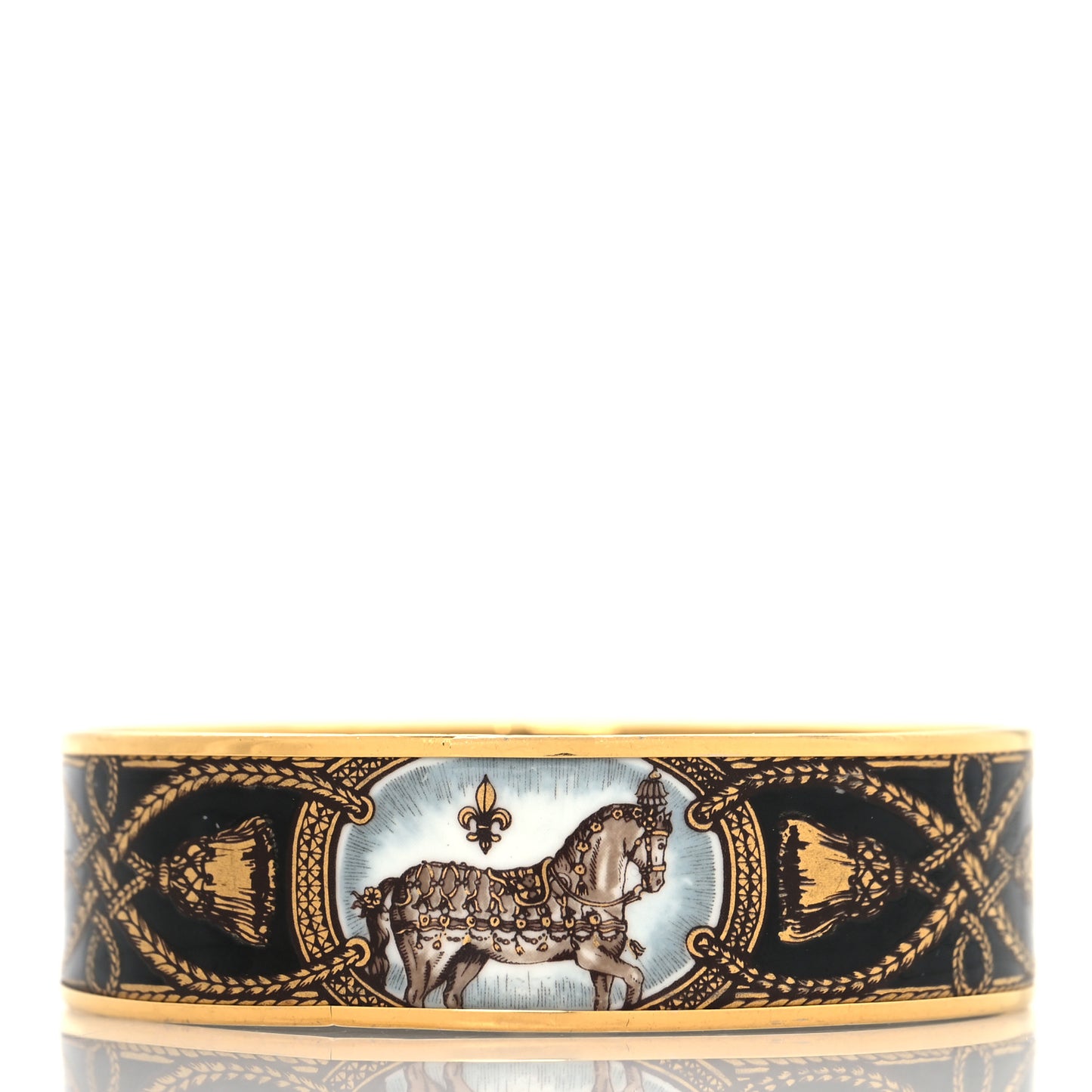 Enamel Printed Wide Grand Apparat Bracelet 70 Black