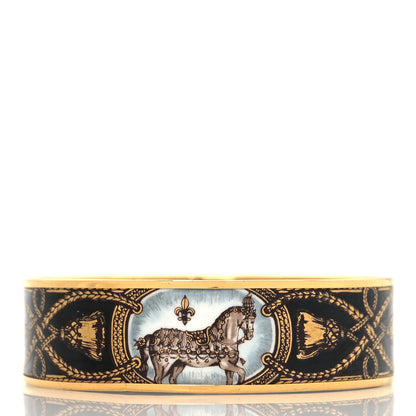 Hermes Enamel Printed Wide Grand Apparat Bracelet 70 Black 3 of 5