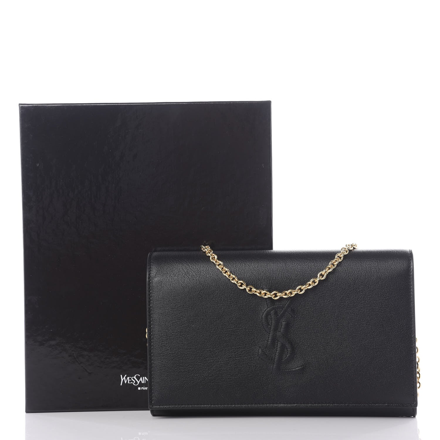 Saint Laurent Calfskin Monogram Belle de Jour Chain Clutch Black 10 of 10
