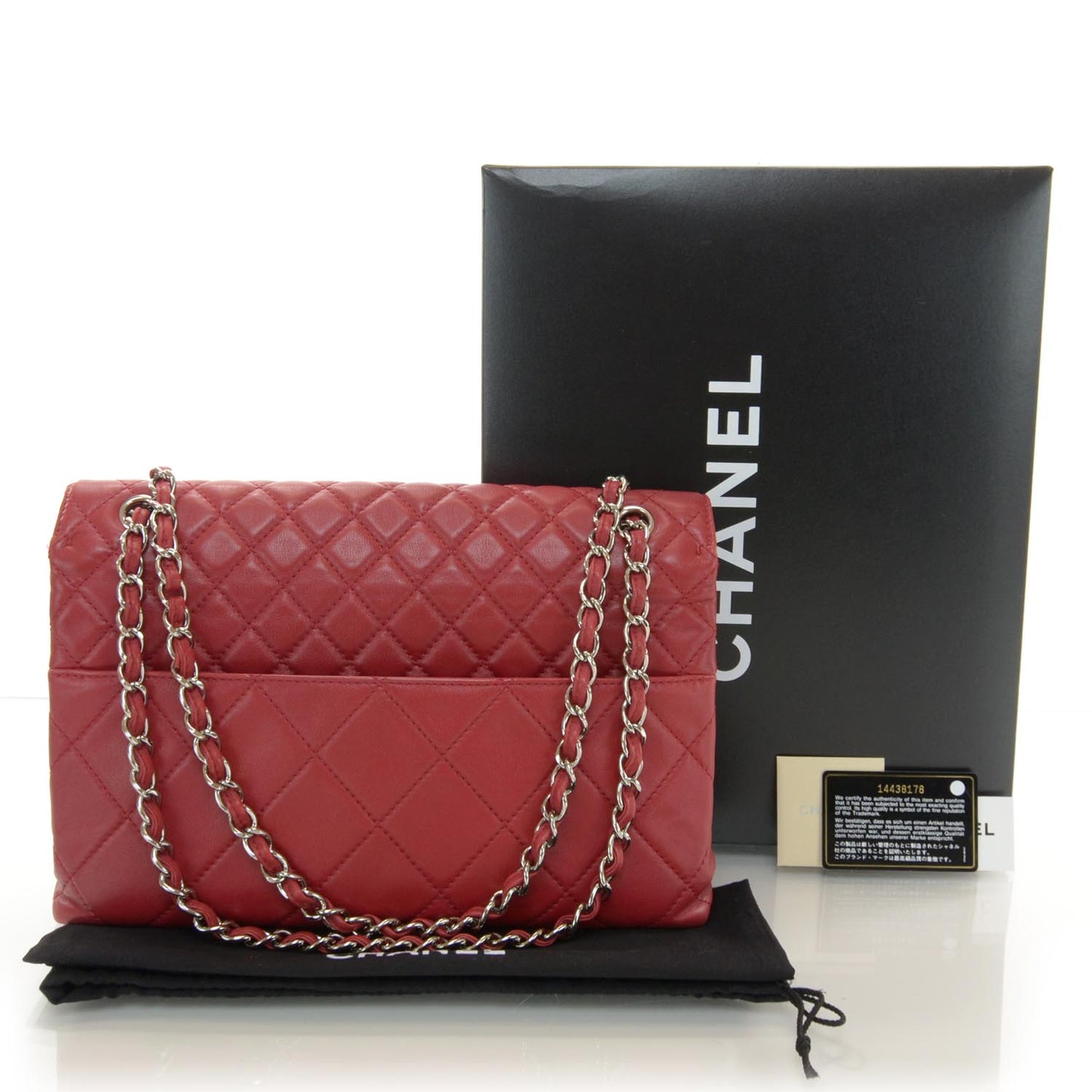Leather Quilted In the Business Flap Bag Red
