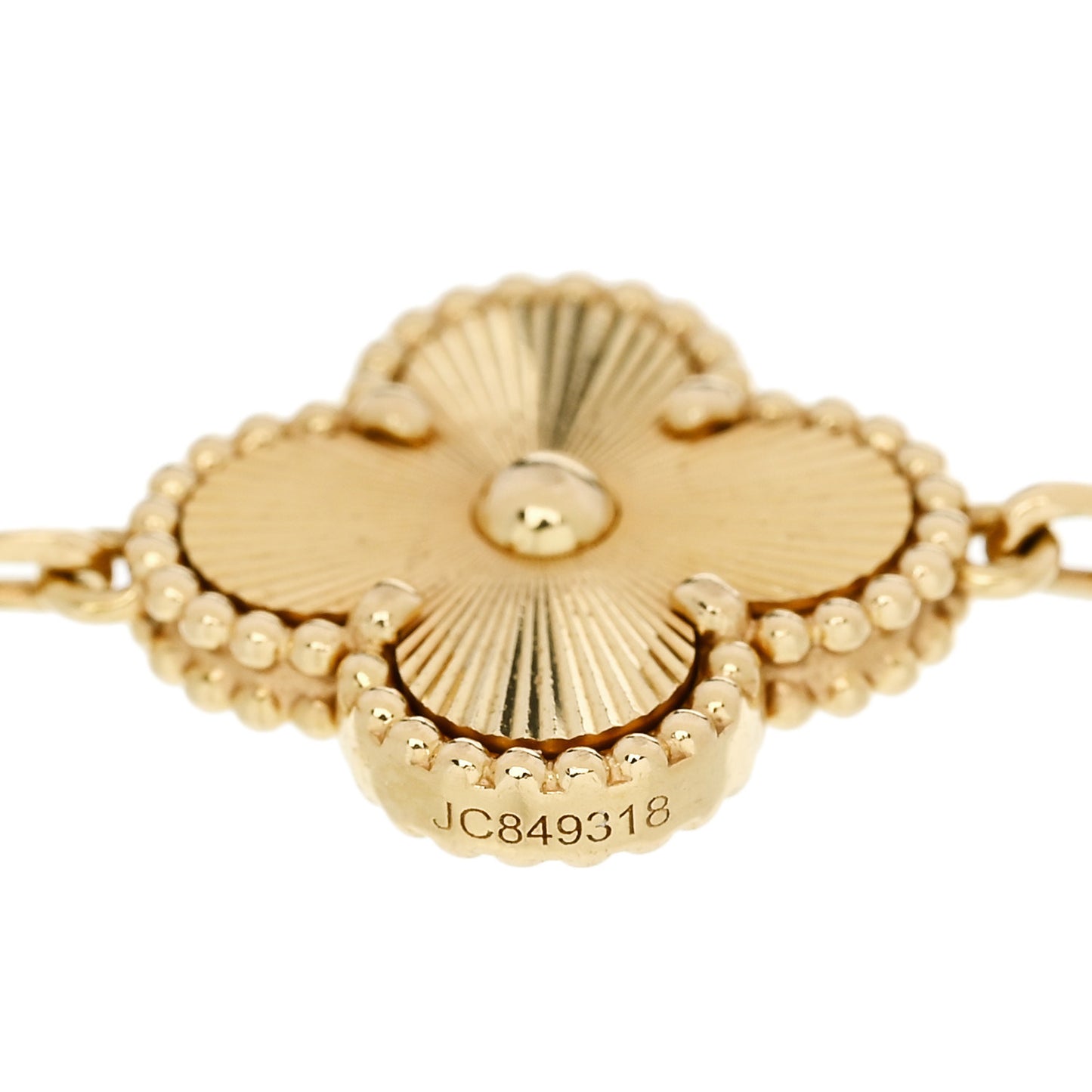 18K Yellow Gold 5 Motifs Guilloche Vintage Alhambra Bracelet