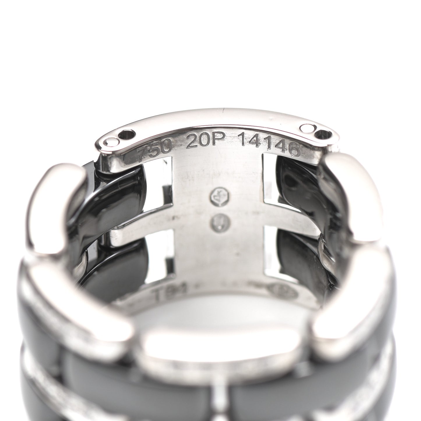 18K White Gold Black Ceramic Diamond Large Ultra Ring 54 7