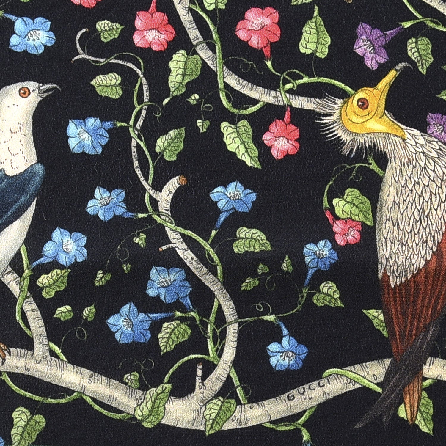 Gucci Silk Floral Condor Square Handkerchief Black 3 of 5