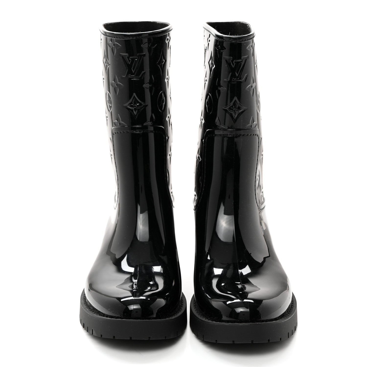 Louis Vuitton Rubber Embossed Monogram Drops Flat Half Boots 41 Black 2 of 7