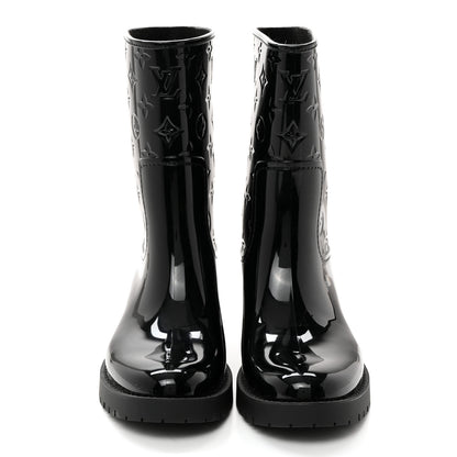 Louis Vuitton Rubber Embossed Monogram Drops Flat Half Boots 41 Black 2 of 7