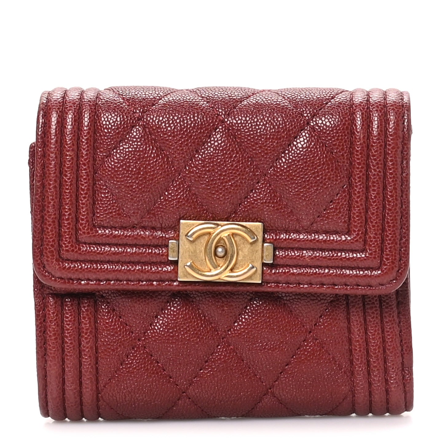 Caviar Quilted Small Boy Flap Wallet Red