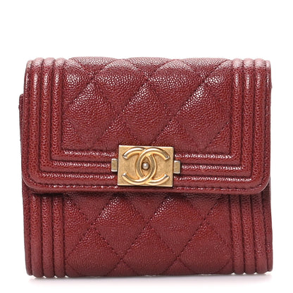 Chanel Caviar Quilted Small Boy Flap Wallet Red 1 of 9