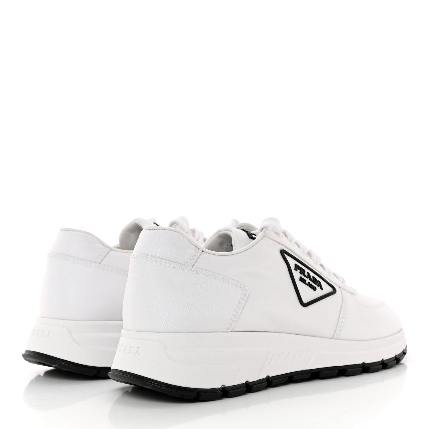 Re-Nylon Triangle Logo Womens Prax 01 45mm Sneakers 38.5 White Black