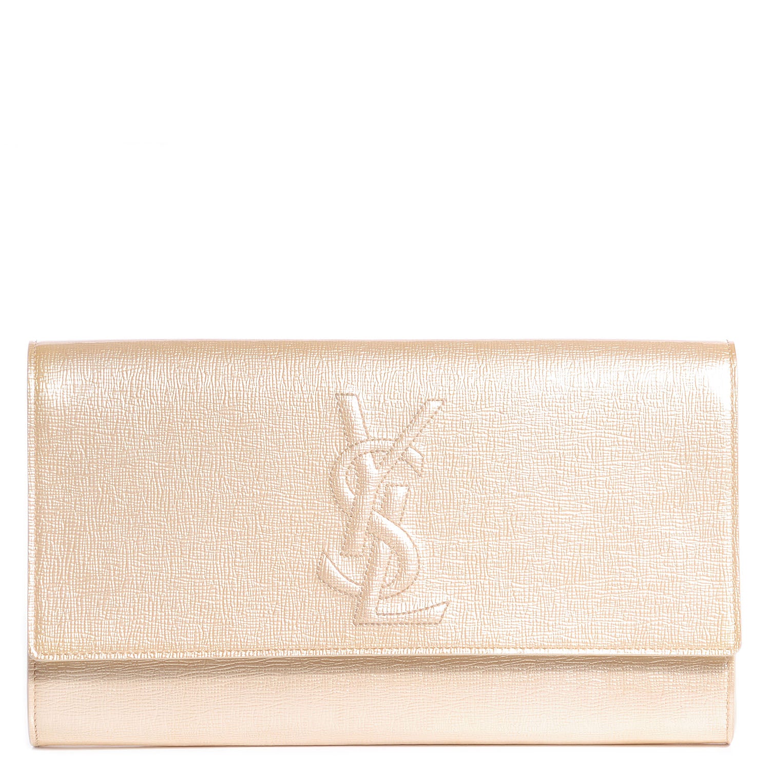 Saint Laurent Leather Large Belle De Jour Clutch Champagne Gold 1 of 7