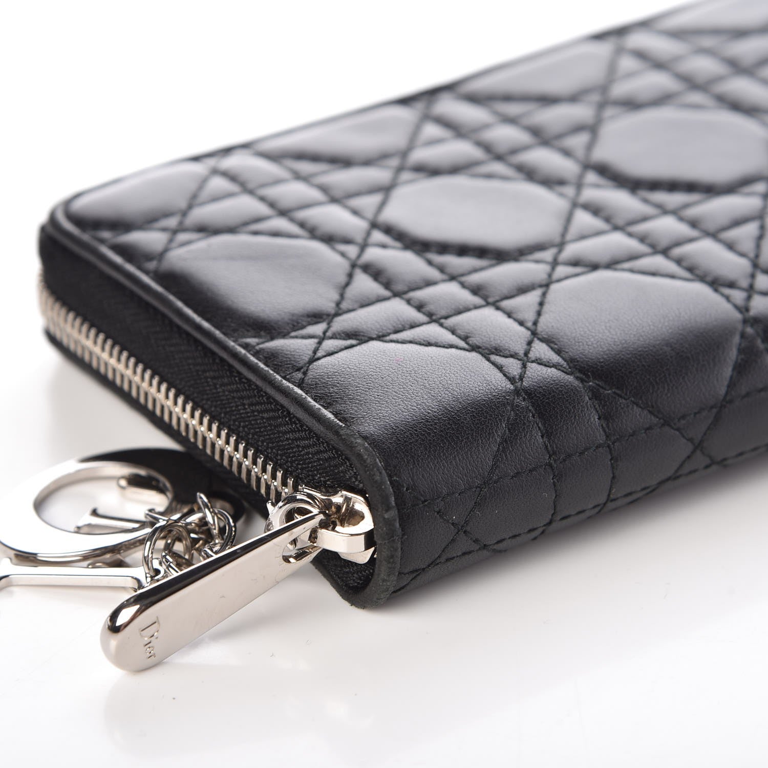 Christian Dior Lambskin Cannage Voyageur Wallet Black 16 of 18
