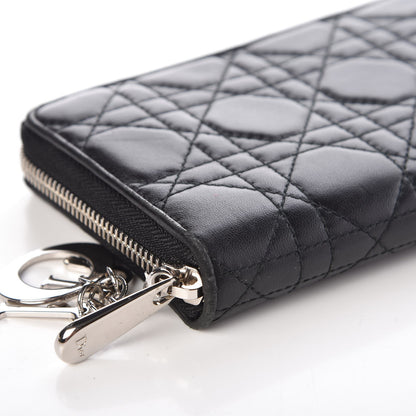 Christian Dior Lambskin Cannage Voyageur Wallet Black 16 of 18