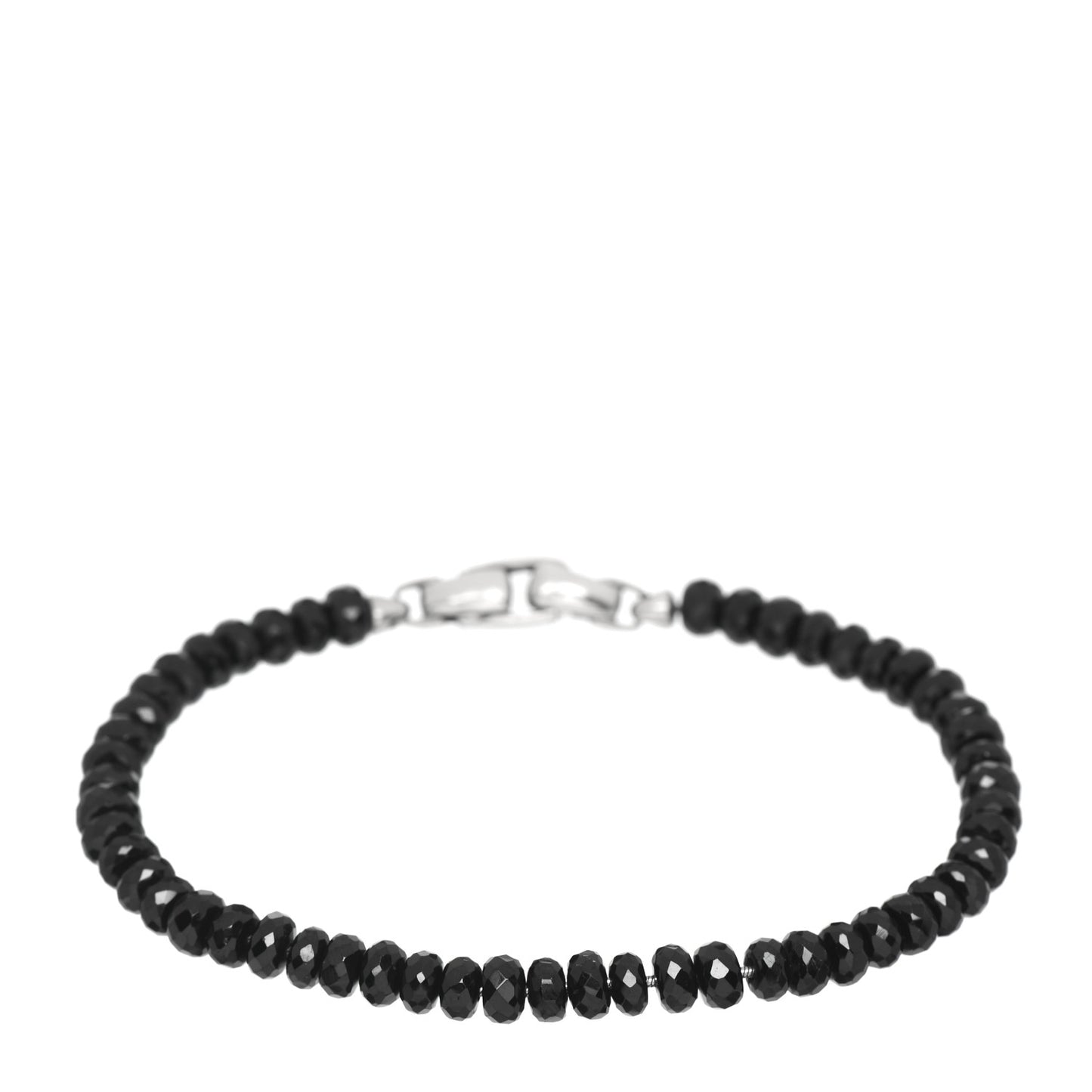 Sterling Silver Black Spinel Faceted Bead Bracelet