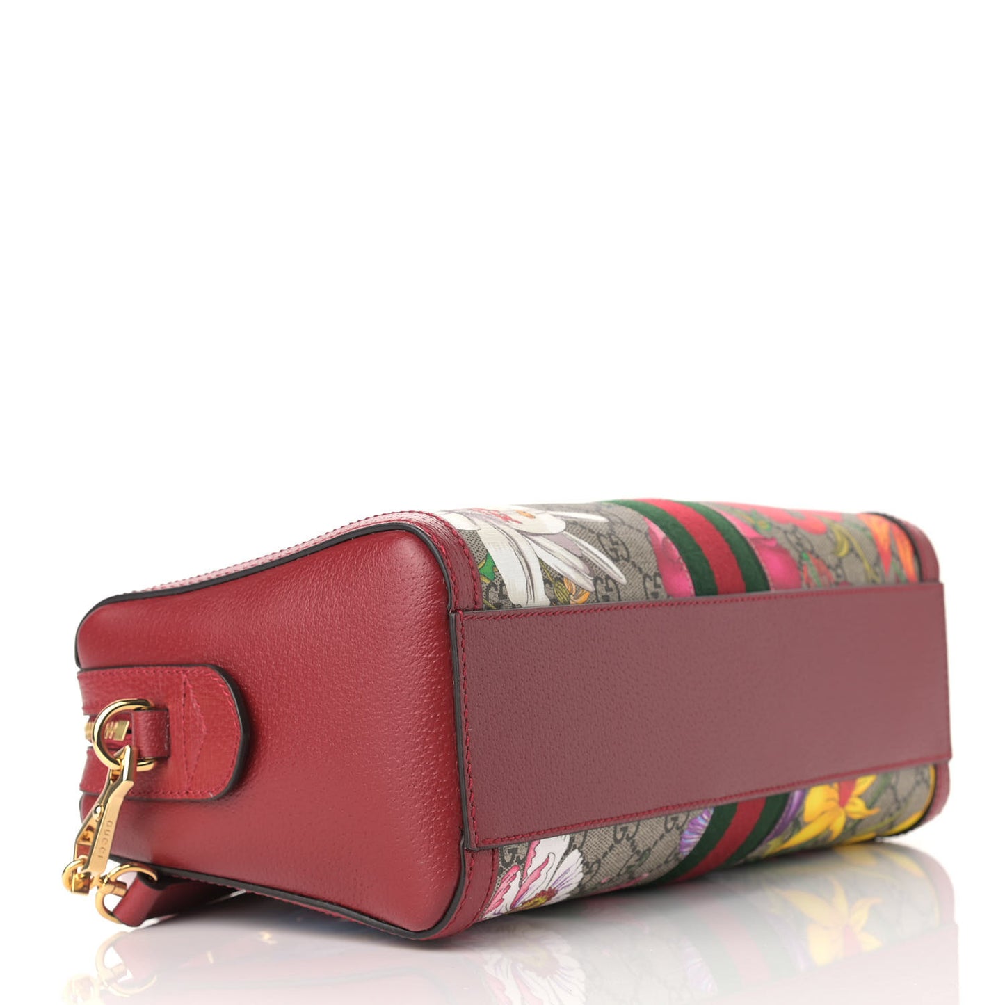 GG Supreme Monogram Flora Web Medium Ophidia Boston Red