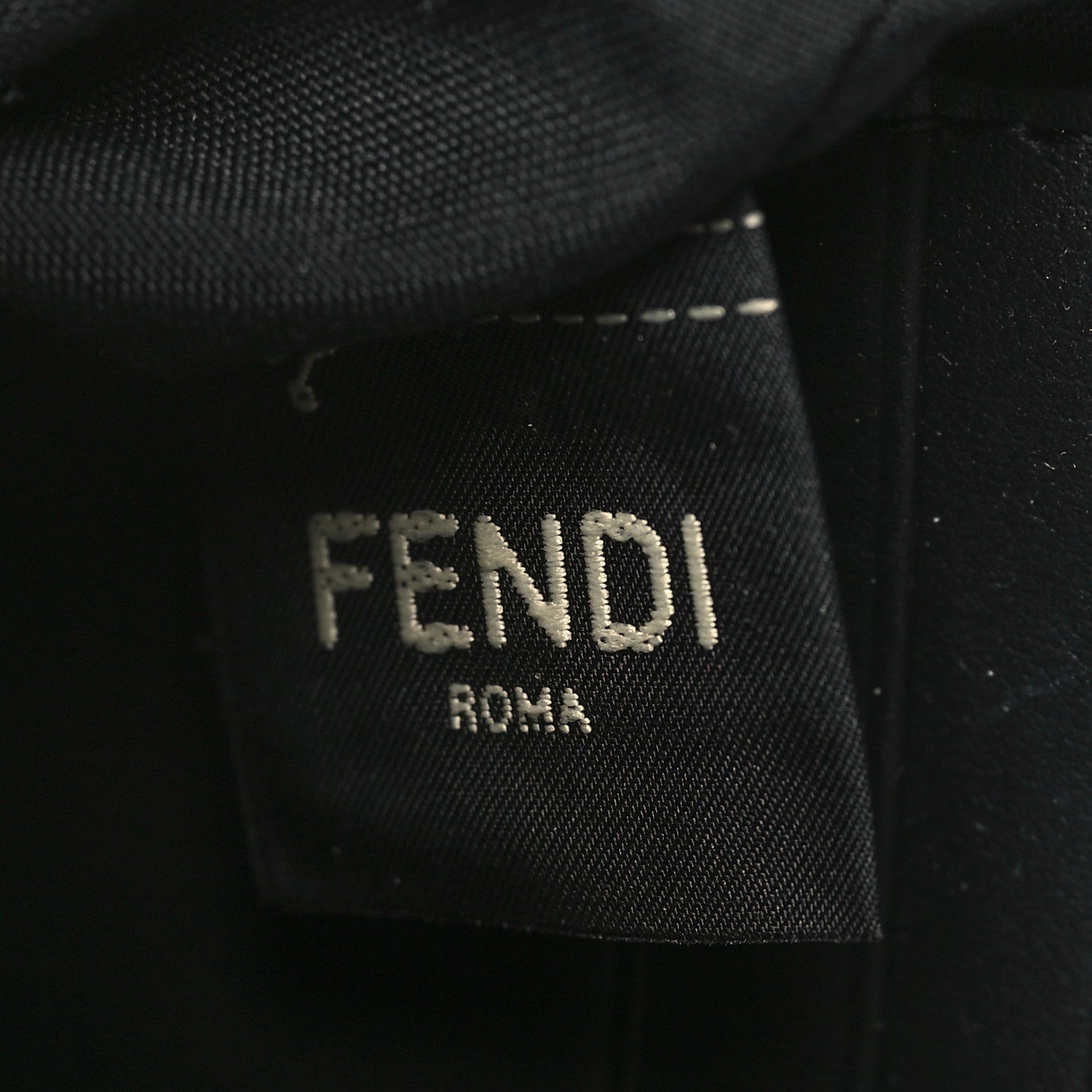 Fendi Glazed Fabric Vitello Century FF 1974 Stamp Patch Small FFreedom Flat Pouch Mogano Panna Black 6 of 8