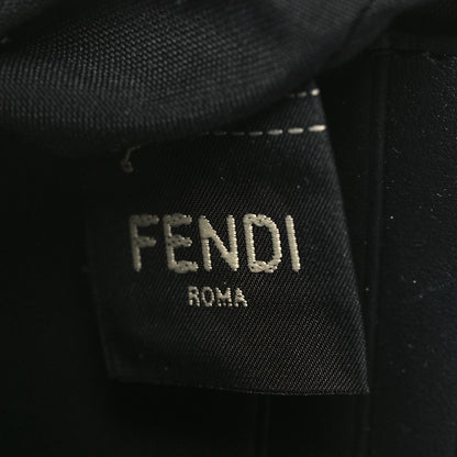 Fendi Glazed Fabric Vitello Century FF 1974 Stamp Patch Small FFreedom Flat Pouch Mogano Panna Black 6 of 8