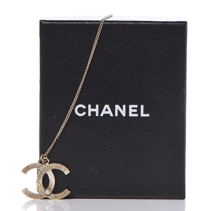 Chanel Pearl Crystal Feather CC Pendant Necklace Gold 6 of 6
