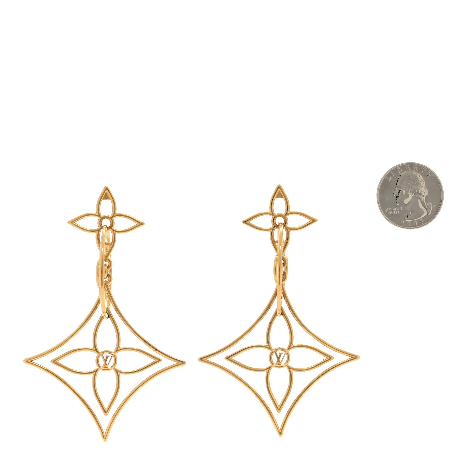Louis Vuitton Metal Twiggy Drop Earrings Gold 2 of 5