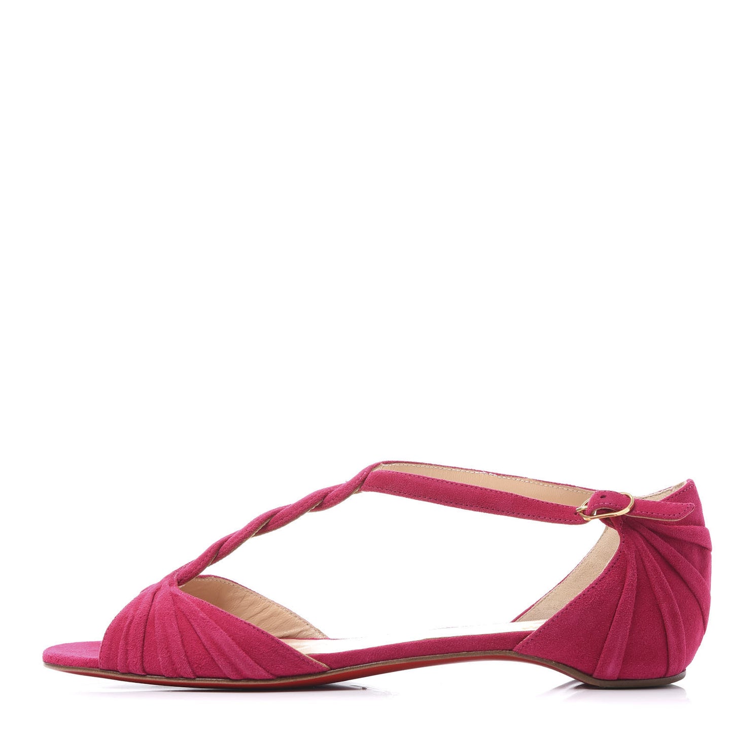 Veau Velours Braided Jazzy Doll T-Strap Flat Sandals 39.5 Cyclamen