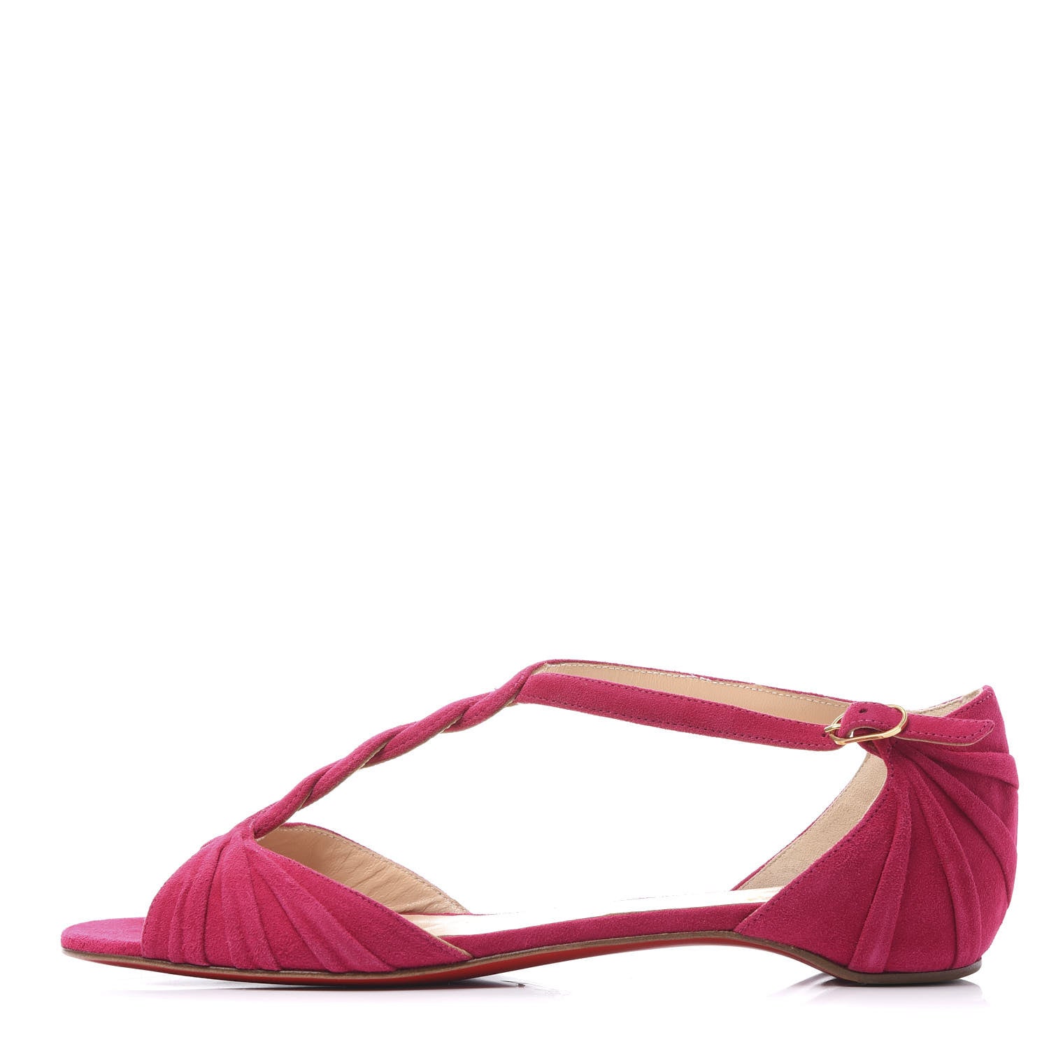 Christian Louboutin Veau Velours Braided Jazzy Doll T-Strap Flat Sandals 39.5 Cyclamen 1 of 7