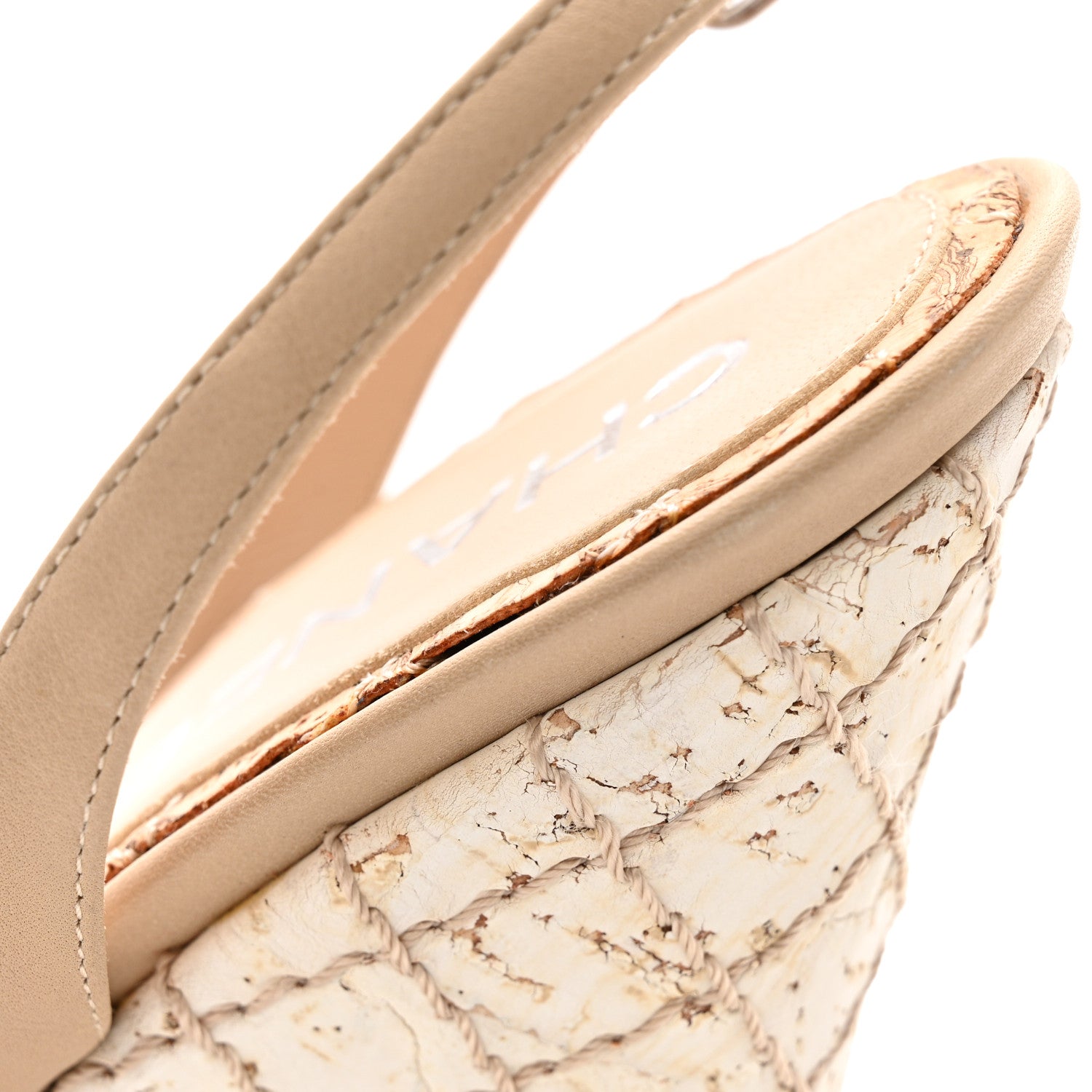 Chanel Lambskin Slingback Camellia Wedge Sandals 40 Beige Black 11 of 12