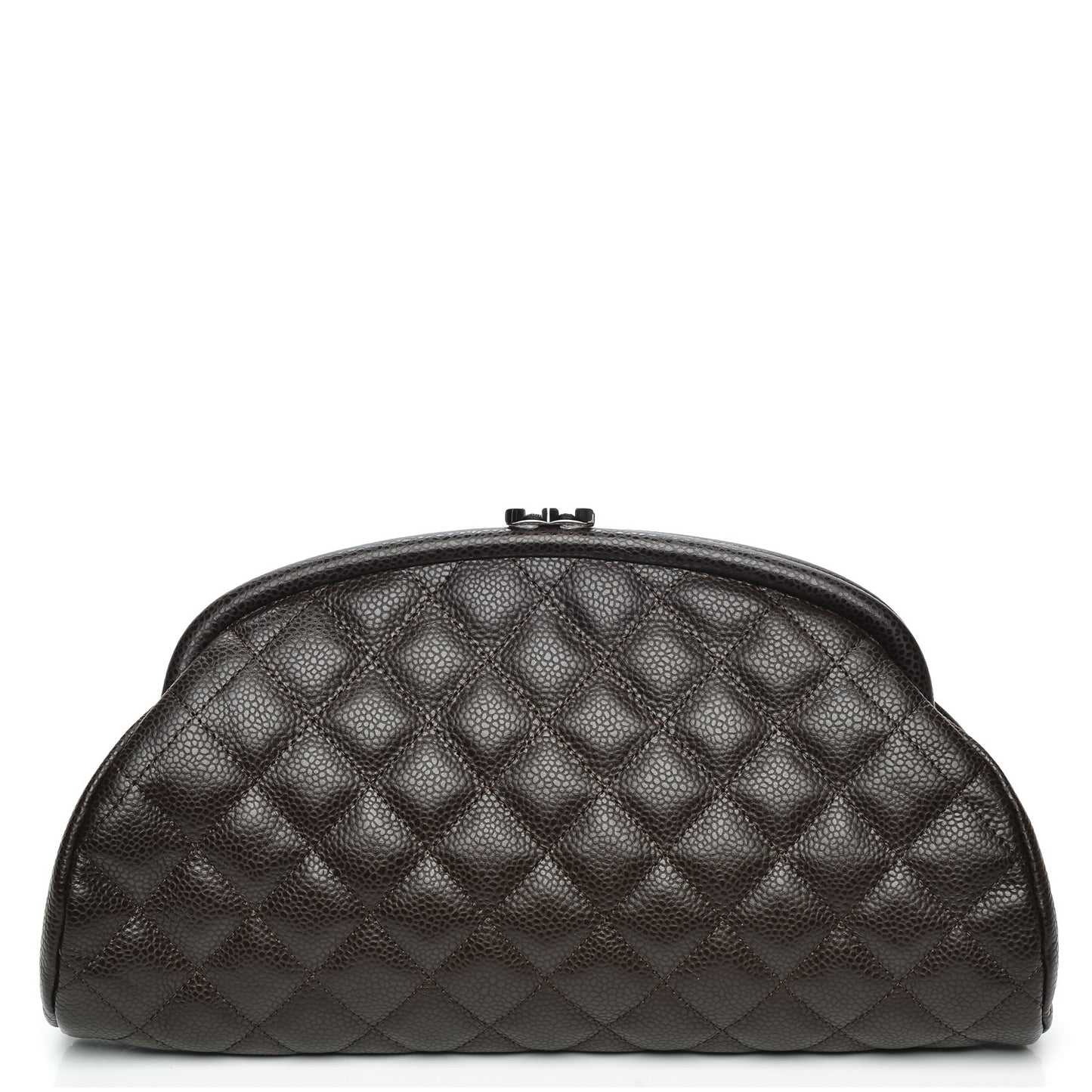 Caviar Quilted Timeless Clutch Dark Brown