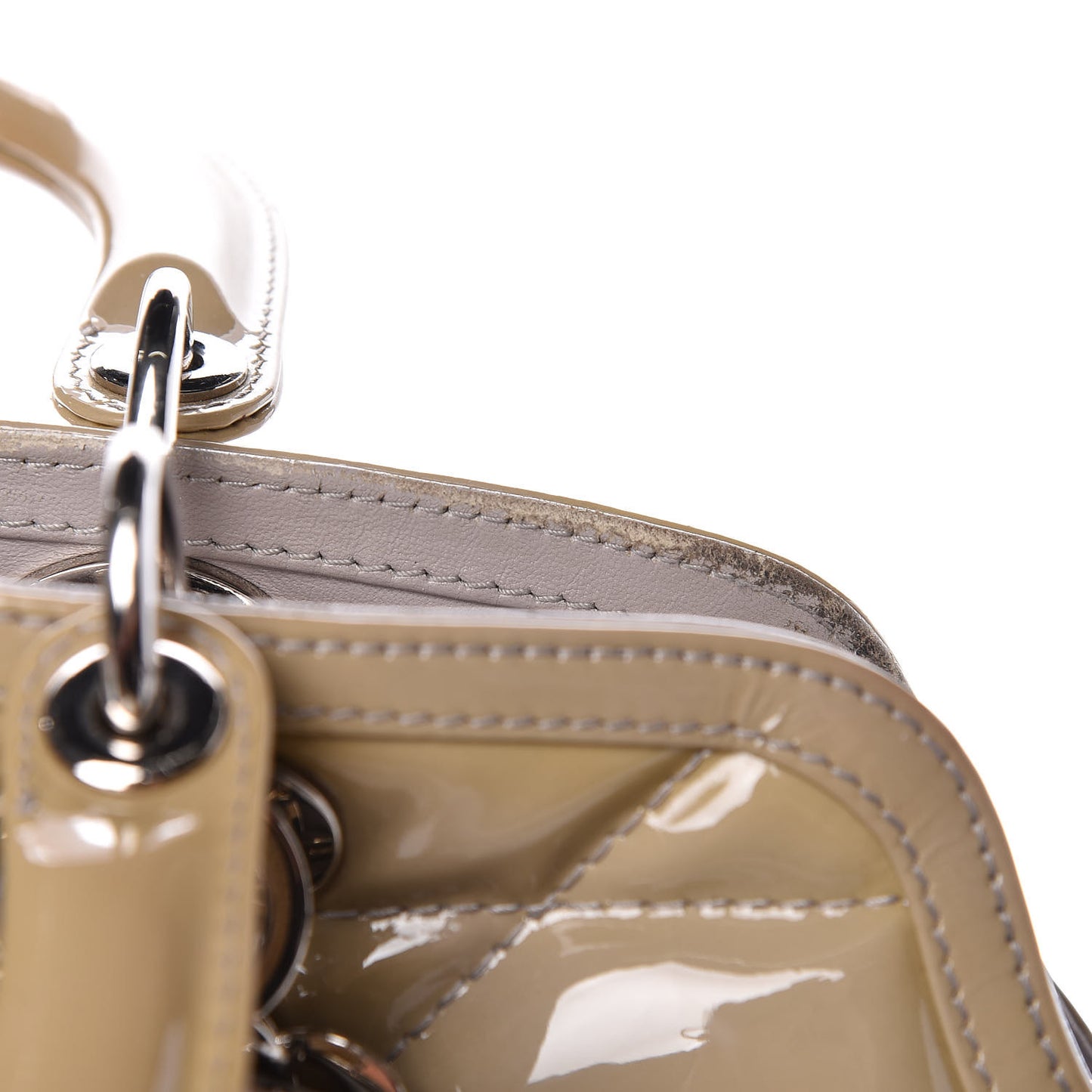 Patent Cannage Medium Granville Tote Beige