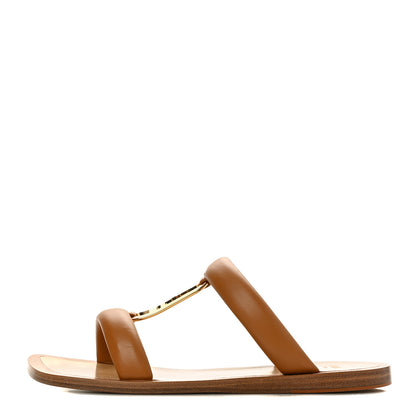 Fendi Nappa Fendi O'Lock Flat Slide Sandals 37 Caramello 1 of 7
