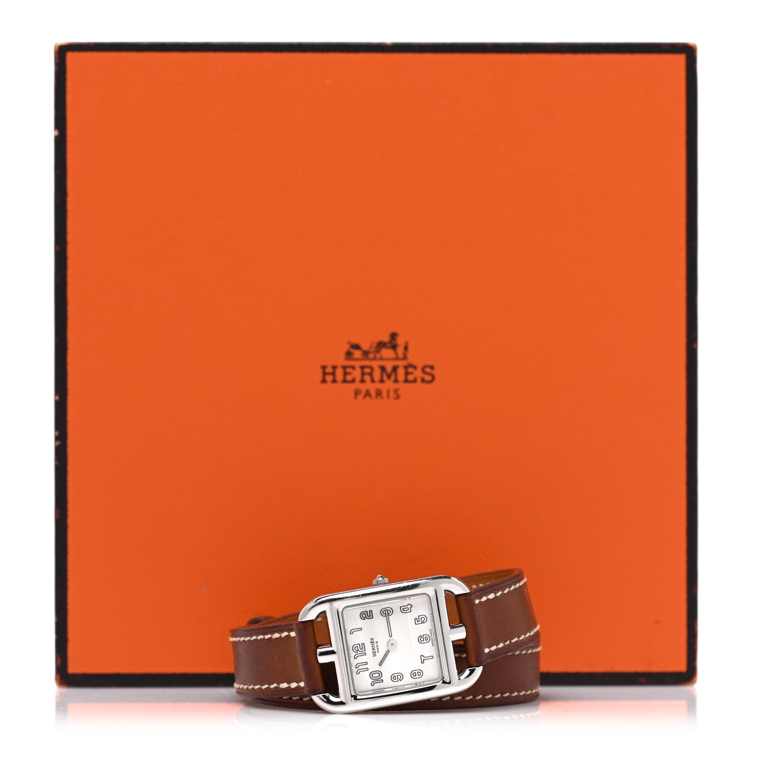 Hermes Stainless Steel Barenia 23mm Cape Cod Double Tour Quartz Watch Fauve 5 of 5