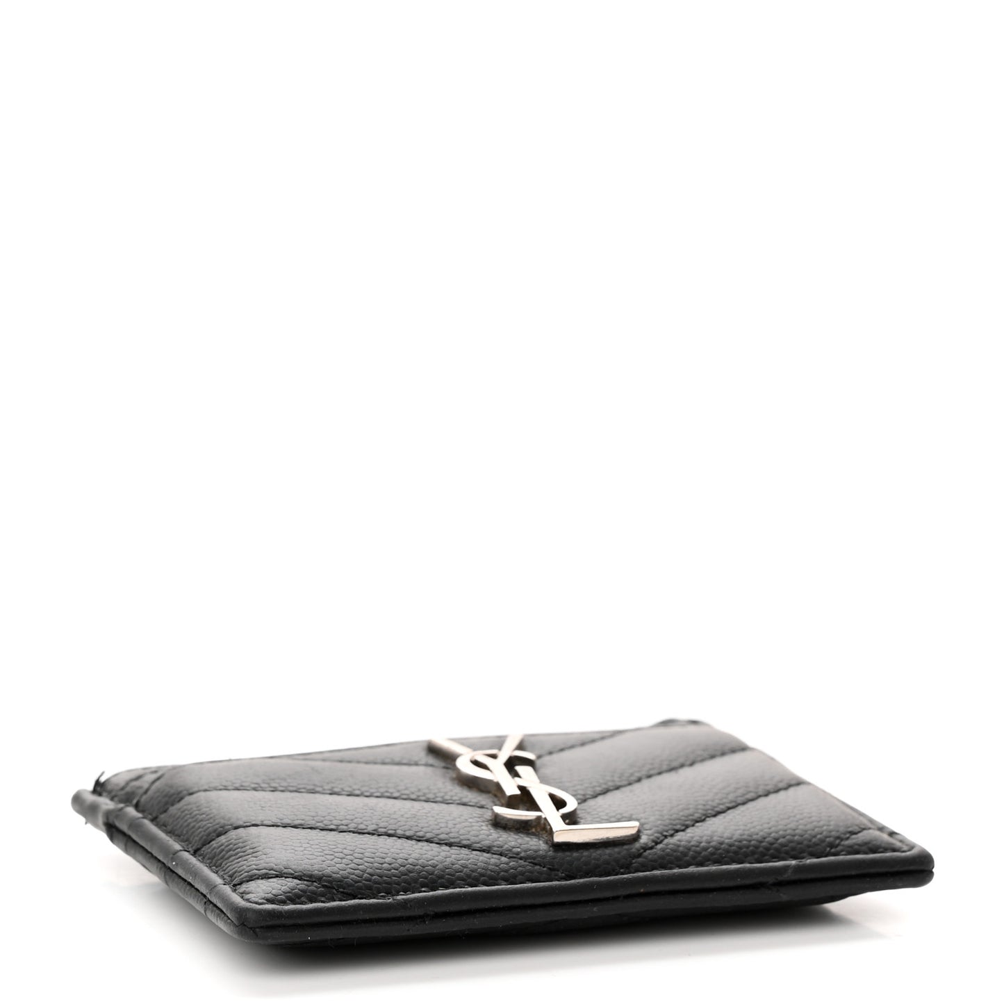 Grain De Poudre Matelasse Chevron Monogram Credit Card Case Black