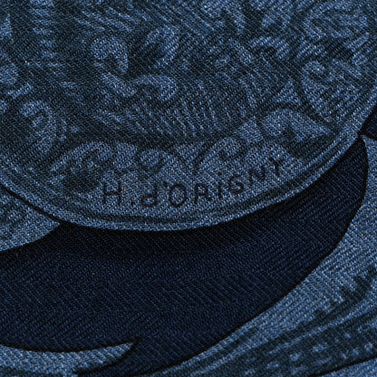 Hermes Cashmere Silk Le Mors a La Conetable Shawl 140 Marine Black Bleu Chine 3 of 4