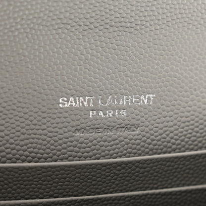 Saint Laurent Grain De Poudre Textured Mixed Matelasse Triquilt Small Monogram Envelope Wallet Stone Grey 6 of 7
