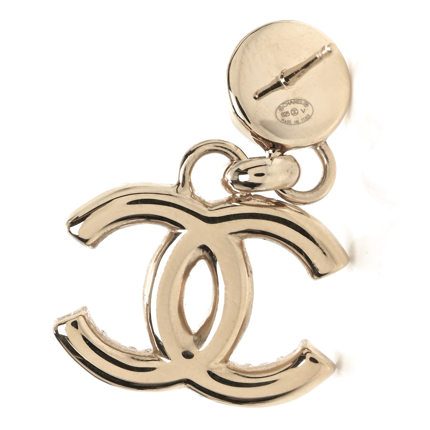 Pearl Crystal CC Drop Earrings Gold