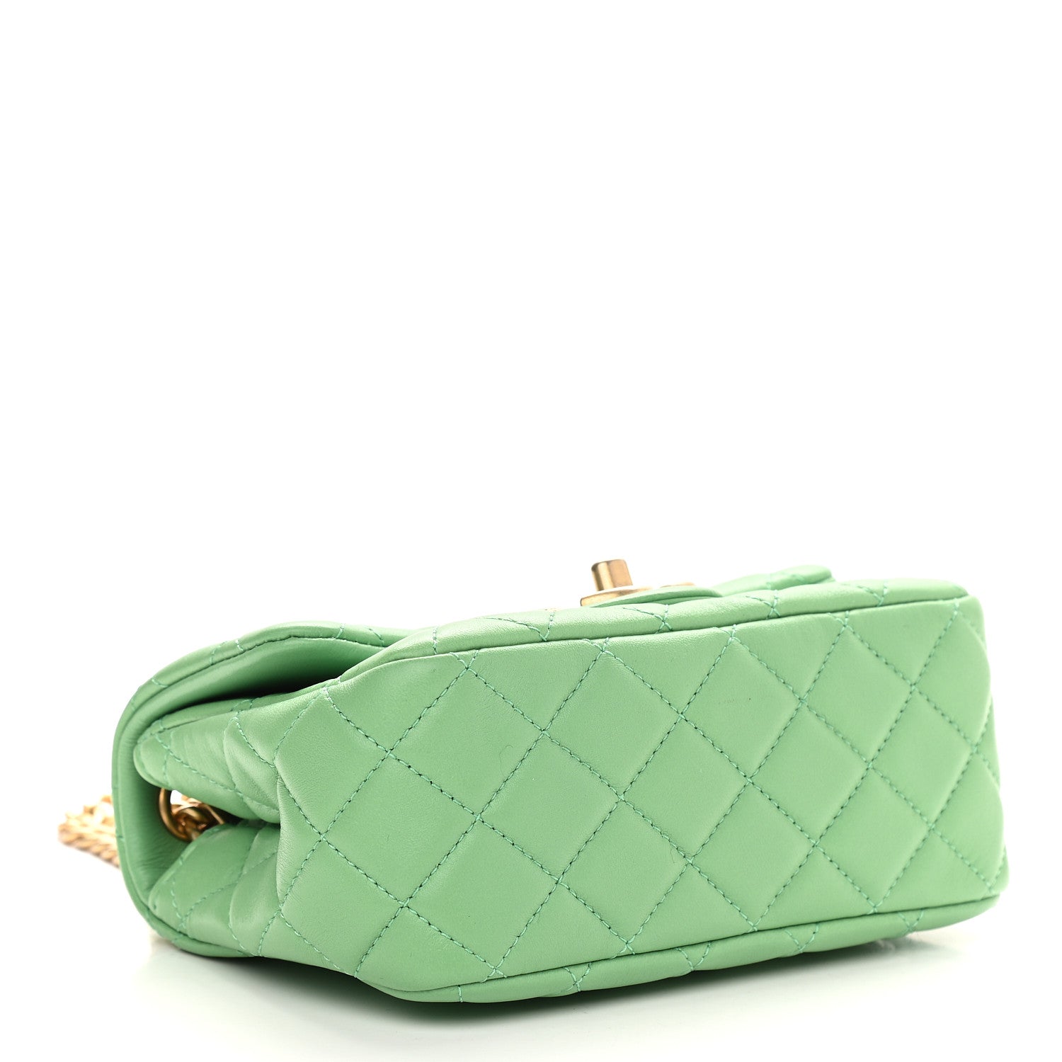 Chanel Lambskin Resin Quilted Mini Pearl Samba Square Flap Green 4 of 9