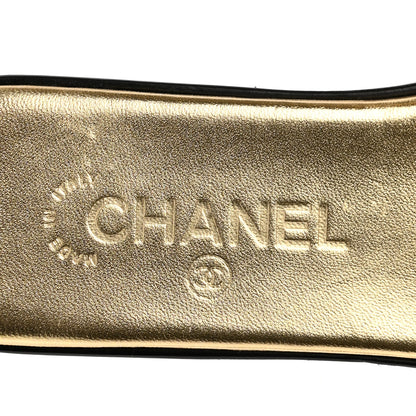 Chanel Crackled Laminated Calfskin CC Cut Out Mules Sandals 40 Gold 8 of 10