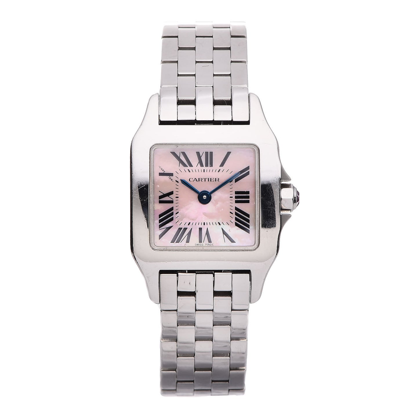 Stainless Steel Pink Mother of Pearl 20mm Santos Demoiselle Quartz Watch