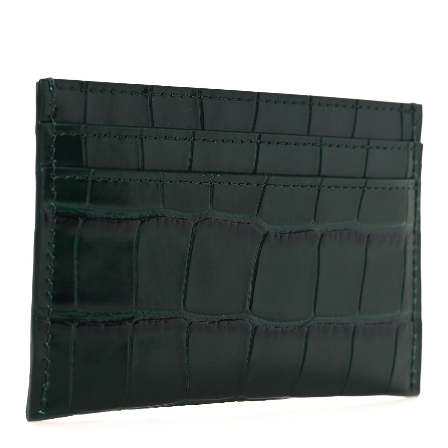Chanel Calfskin Crocodile Embossed Crococo Card Holder Emerald 3 of 8