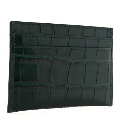 Chanel Calfskin Crocodile Embossed Crococo Card Holder Emerald 3 of 8