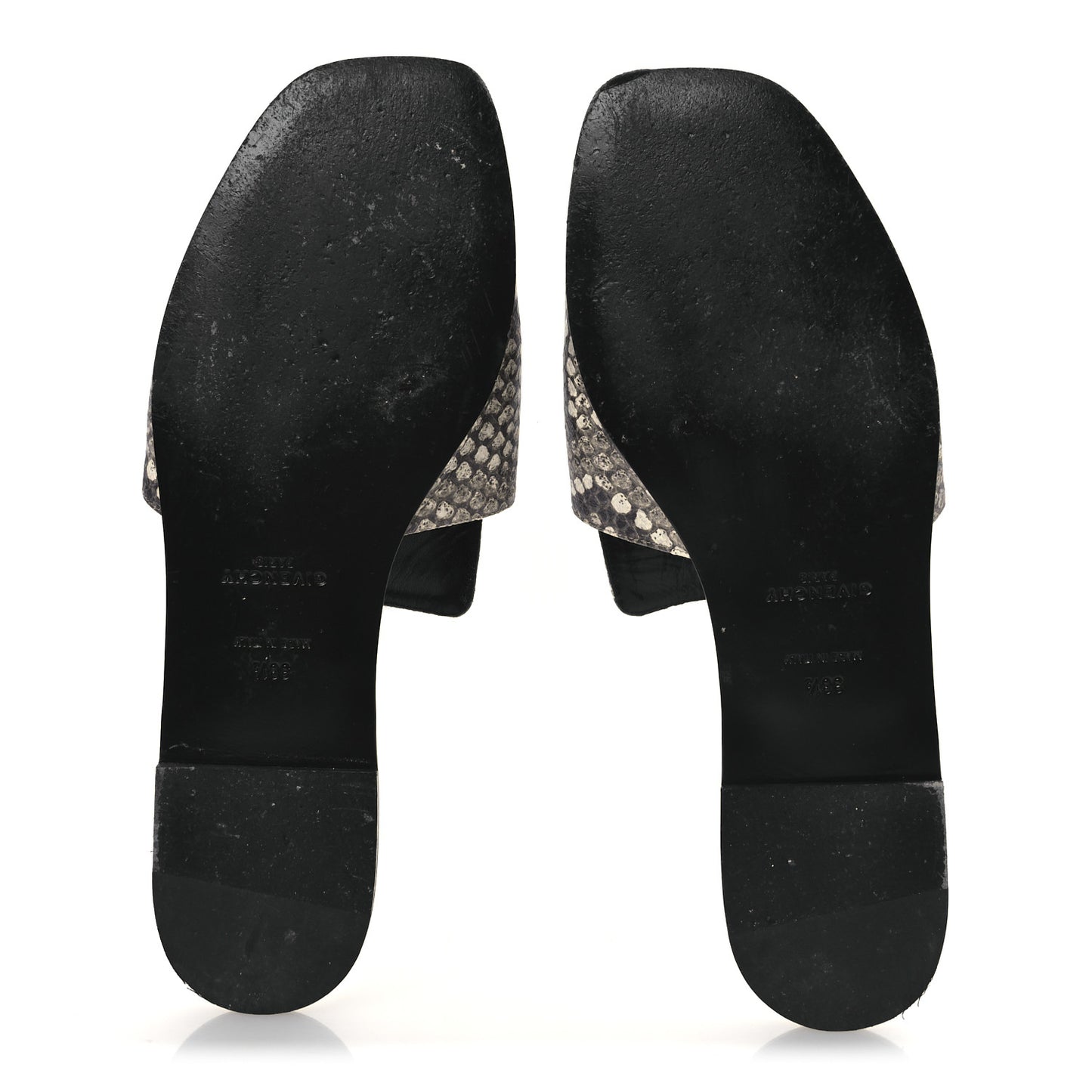Calfskin Snakeskin Print 4G Flat Sandals 38.5 Stone Grey