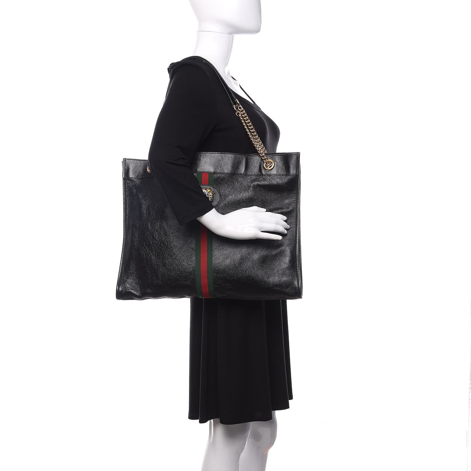 Gucci Calfskin Large Rajah Chain Tote Black 2 of 14